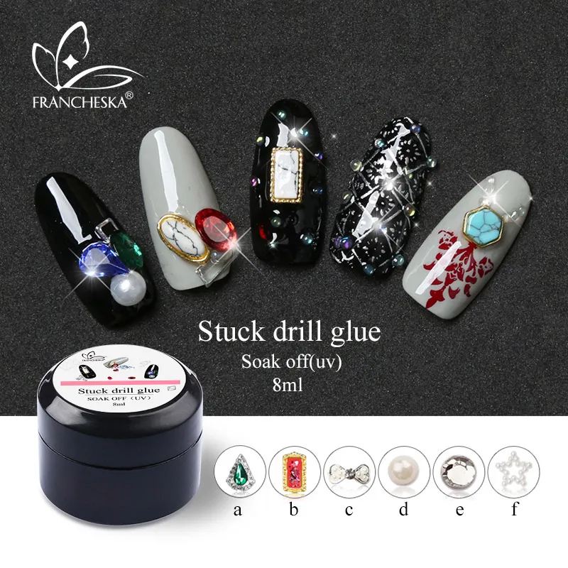 Francheska 15 шт. набор кистей для ногтей Раскрашивание ручка для рисования краски кисточки для маникюра инструмент для ногтей Стразы для ногтей гель лак для ногтей - Цвет: 8ml nail gel glue