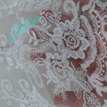 

super Quality with full beads BZL-10532 Nigerian Lace Fabrics embroidered tull net lace fabric in white color For Wedding dress