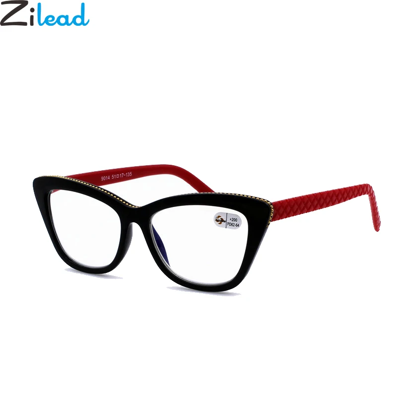 Zilead женские очки для чтения «кошачий глаз» квадратная Большая рама прозрачные линзы дальнозоркости очки для женщин с диоптрией+ 1.0to+ 3,5