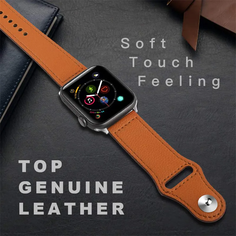 Модный ремешок из натуральной кожи для Apple Watch Band 42 мм 38 мм 44 мм 40 мм Замена браслета ремешок для iwatch 4 3 2 1 Аксессуары - Цвет ремешка: Brown