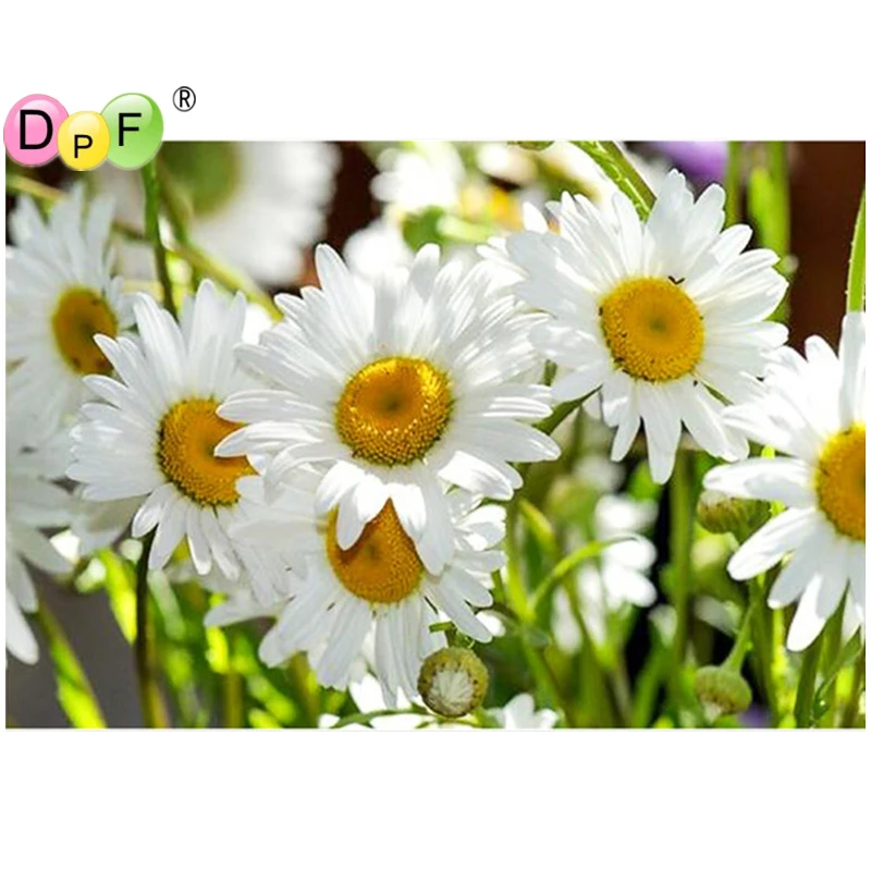 

DPF Diy diamond painting 5D daisy flowers cross stitch drill cube diamond sets unfinished full diamond embroidery Square Drill