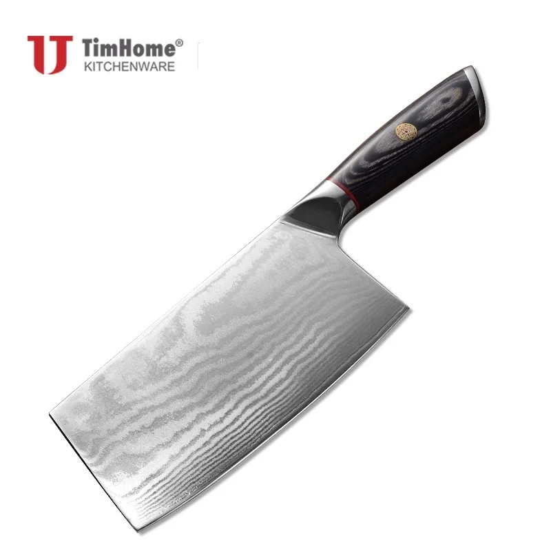 Timhome new arrival 67layers Damascus Kitchen Cleaver Knife whit good quality wooden handle