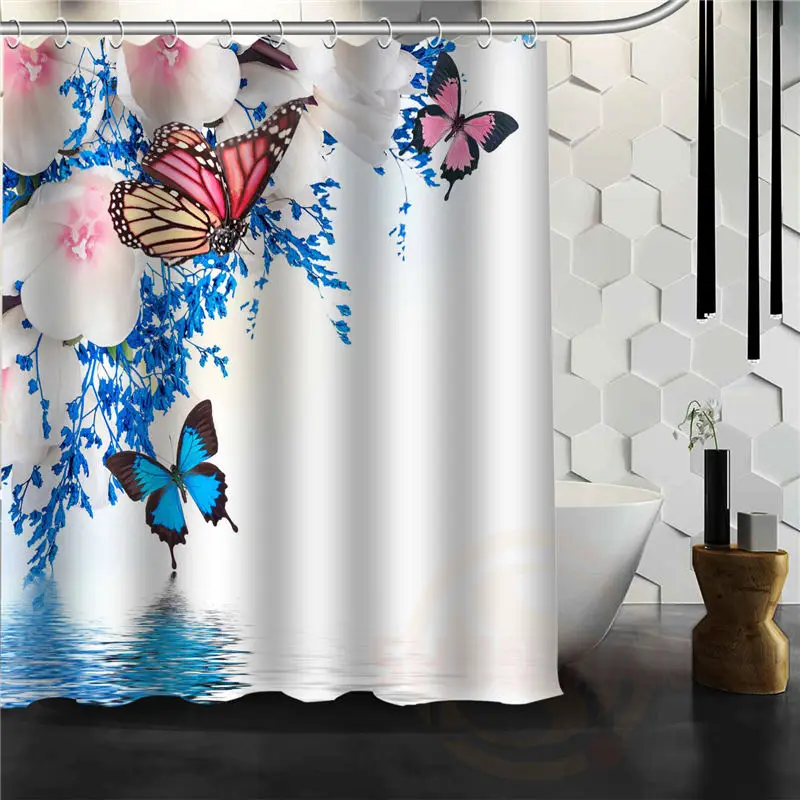 Новые Пользовательские волшебные бабочки классическая домашняя установка украшения ванной занавески для душа с высоким качеством печати - Цвет: Светло-зеленый