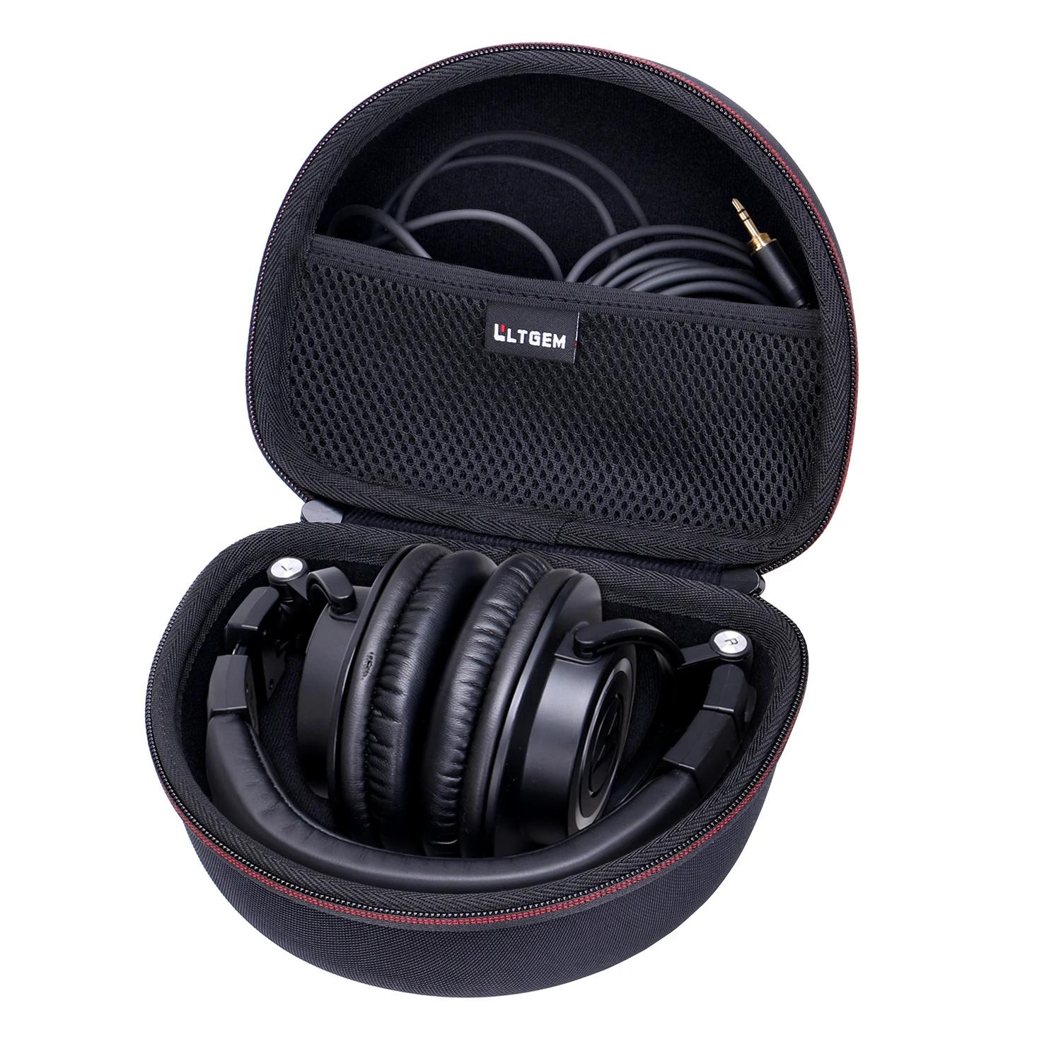 LTGEM EVA Black Hard Carrying Case for Audio-Technica ATH-M50x/M50/M70X/M40x/M30x/M50xMG Professional Studio Monitor Headphones