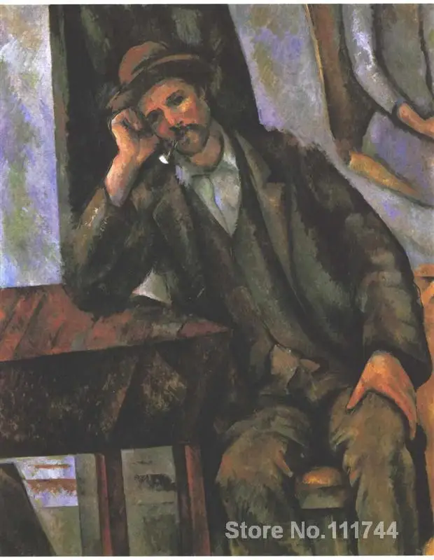 

Portrait Modern art Man Smoking a Pipe by Paul Cezanne paintings High quality Hand painted