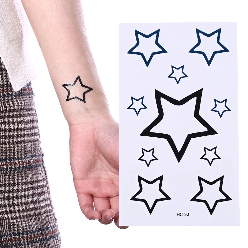 1 Sheet Five pointed Star Tattoo Chain Arm Girl Small Size