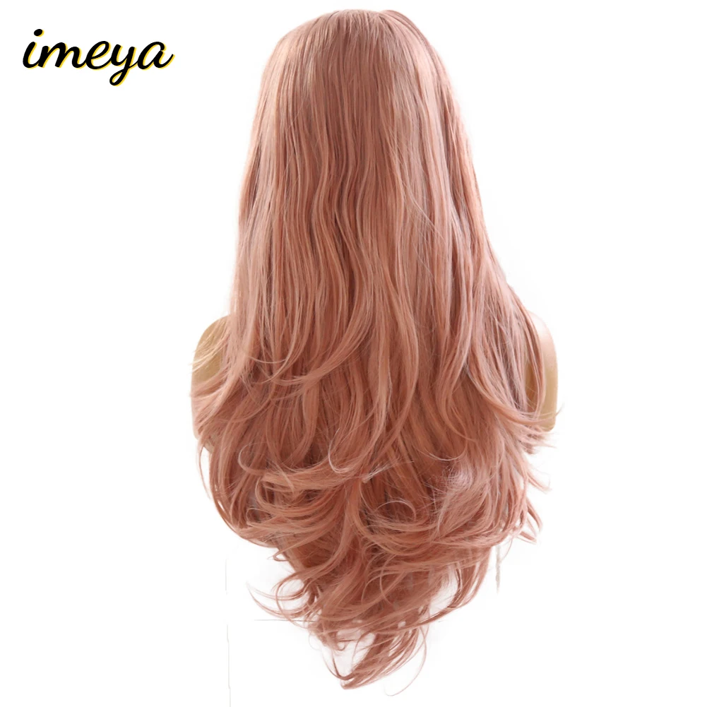 Imeya 24 ''модный розовый оранжевый фиолетовый кружевной передний парик длинные