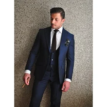 Suit Brand Men Suit Slim Fit (Jacket+Pant+Tie+Vest) Peaked Lapel One Button terno slim fit Masculino Wedding Groom mens suits