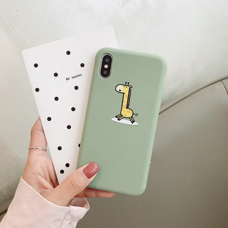 PEEPING cute cartoon animal Giraffe lion Case For iPhone 7 7Plus 6 6S 6Plus 8 8Plus X XR XS Max TPU Anti-fall Candy soft shell11