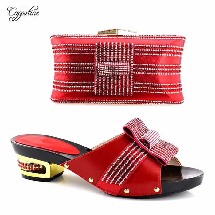 

Charming wedding/party red pump shoes with evening handbag set YH2018-04 in red, heel height 5,3cm, 5 color