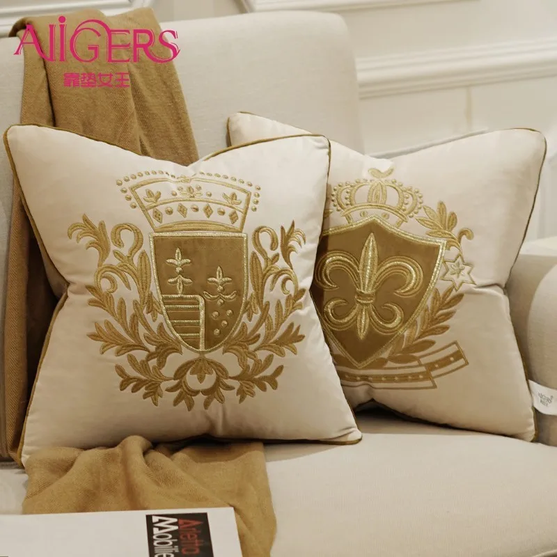 Best Avigers Embroidery Velvet Cushion Cover Luxury European Pillow Cover PillowCase Geometry Home Decorative Sofa Chair Throw Pillow