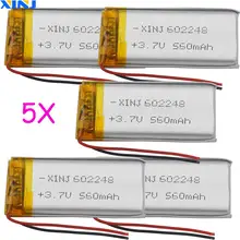 XINJ 5 шт. 3,7 в 600 мАч литий-полимерный аккумулятор литий-ионный аккумулятор 602248 для gps Sat Nav MP4 музыкальный плеер Аудио Часы автомобильная камера