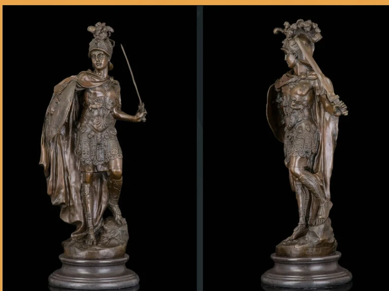 

Art Deco Sculpture Ancient Roman Warrior Hold Sword & Shield Bronze Statue