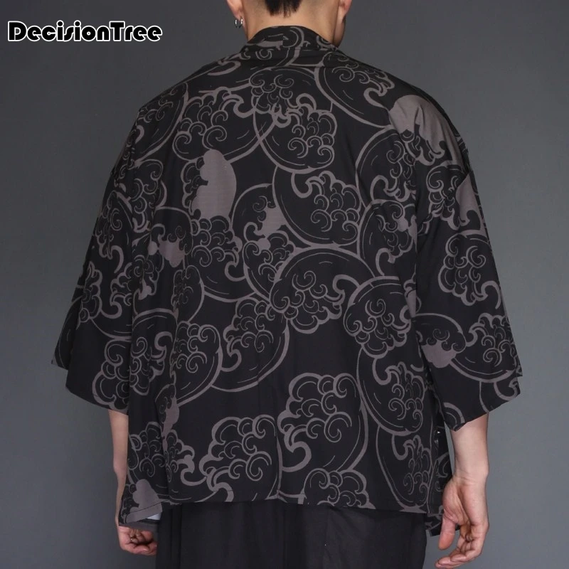 2019 summer men casual hiphop male japan style cardigan embroidery kimono coat plus japan style hiphop kimono linen overcoat