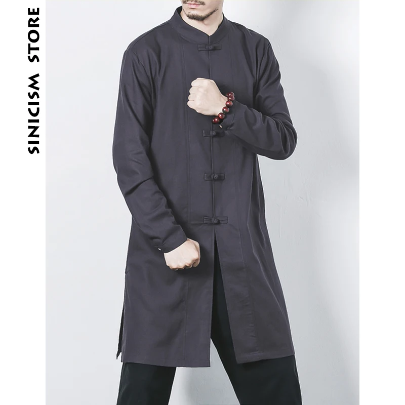 Мужская хлопковая рубашка Sinicism Store льняная с длинным рукавом и воротником