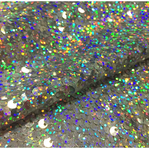 

LASUI New dazzling multicolor 5mm sequins embroidery mesh lace fabric laser light for dress jacket high-grade custom fabrc W0072