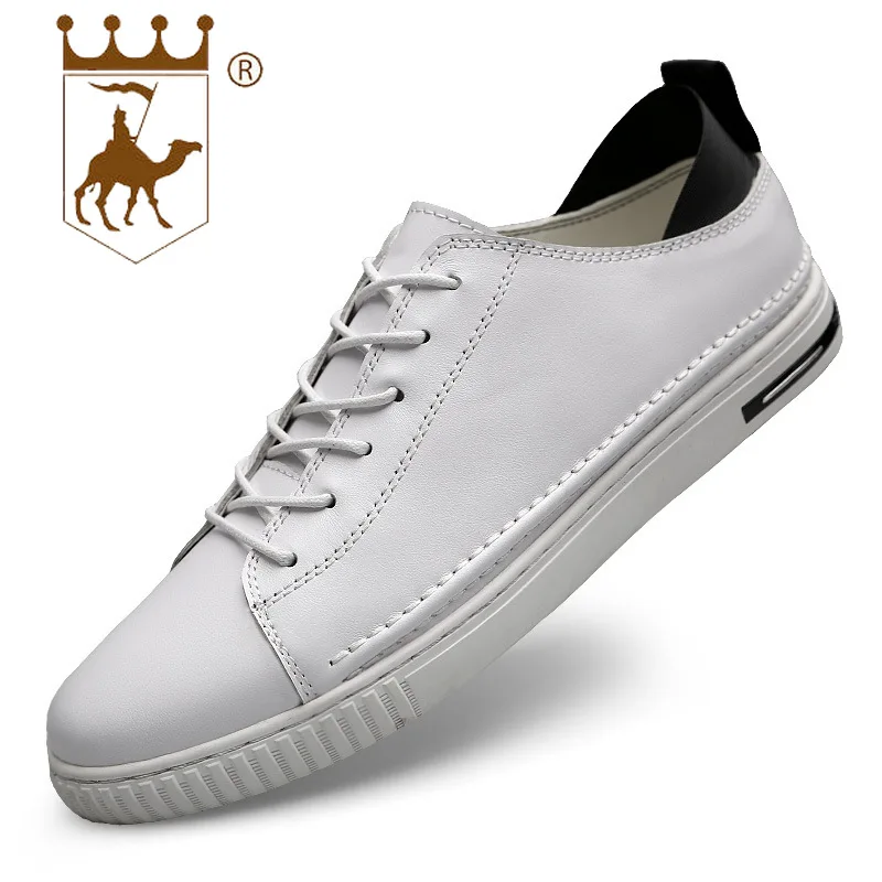 

BACKCAMEL Genuine Leather Men's Shoes Casual Lace-up Board Shoes Round Toe Vulcanized Shoes Non-slip Breathable Large Size 38-45