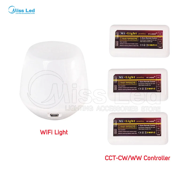 

Wholesale 3x WW/CW Controller 4-zones wifi controller + 2.4G mi light wifi For Led Strip Light Lamp Bulb Wireless RF down light