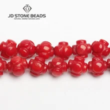 JD каменные бусины красный коралл в форме барабана бусины персонализированные модные украшения ручной работы орнамент DIY бусины