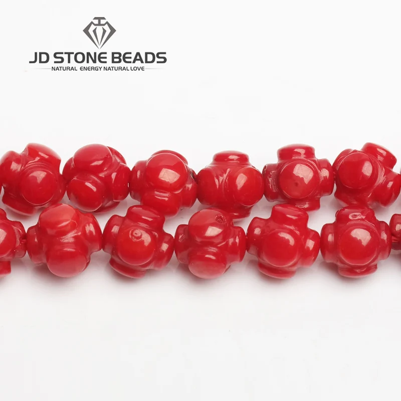 

JD Stone Beads Free Shipping Red Coral Drum Shape Beads Personalized Fashion Hand-made Jewelry Ornament Wholesale DIY Beads
