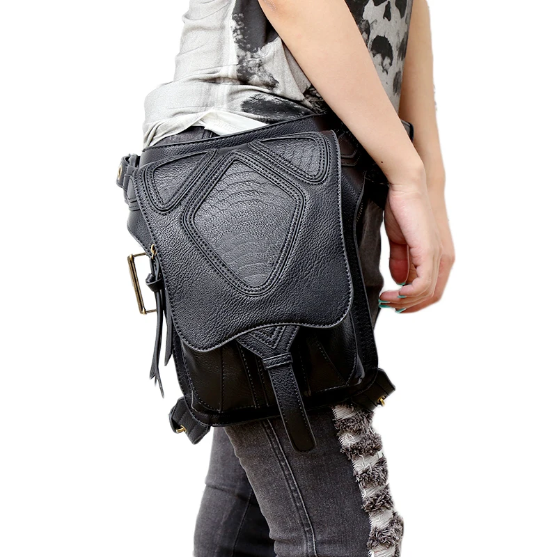 Steampunk Women PU Leather Shoulder Bags Men Waist Fanny Pack Female