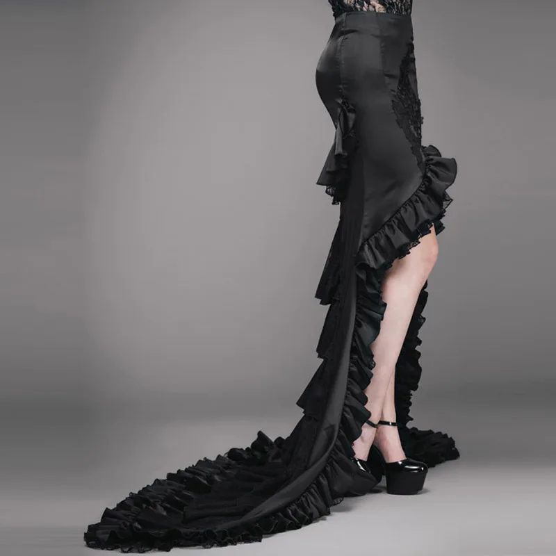 Punk Fashion Gothic Stijl Voor Korte Lange Terug Grote Schommel Rok Steampunk Party Prom Vrouwen Sexy Fishtail Lange Rokken Punk Fashion Gothic Stijl Voor Korte Lange Terug Grote Schommel Rok Steampunk Party Prom Vrouwen Sexy Fishtail Lange Rokken