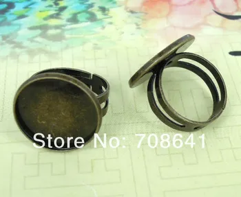 

Blank Ring Bases with Round Bezel Tray Glass Cabochons Adjustable Men's Rings Settings DIY Jewelry Findings Antique Bronze tone