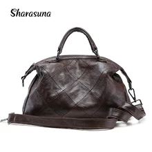 Sharasuna винтажные клетчатые из натуральной кожи сумки через плечо женские сумки известных брендов роскошные сумки женские сумки дизайнерские