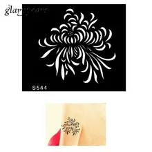 1 шт. маленькая индийская хна тату трафарет Хризантема цветочный узор дизайн DIY Искусство тела аэрограф татуировка-картина трафарет S544