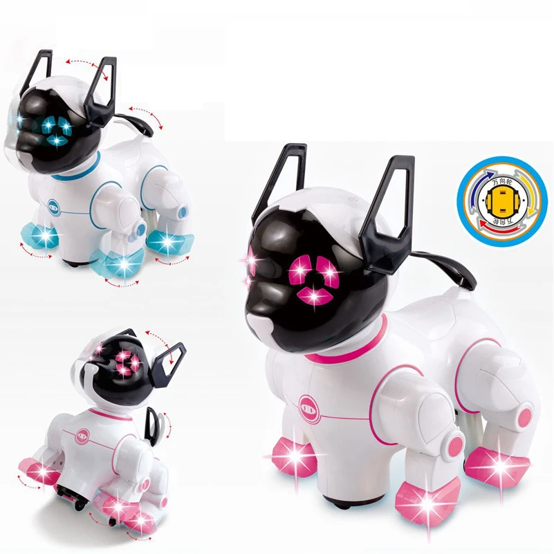 Электронные Домашние животные робот собаки с музыкальным освещением кора стенд Прогулка универсальное колесо милая интерактивная собака