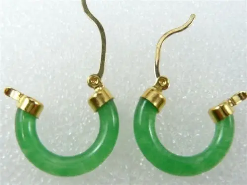 

Fine lady's green jade Annular earrings free shipping