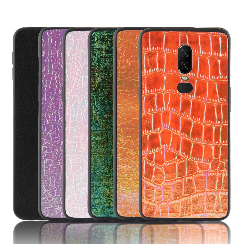 For OnePlus 6T Case Luxury Color PU Leather Soft Silicon TPU Back Cover Oneplus 6 Phone |