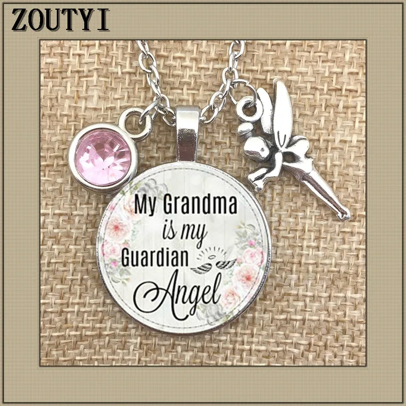 

Grandma is my guardian angel, commemorating charm, in memory, losing grandma, commemorating the birthstone necklace