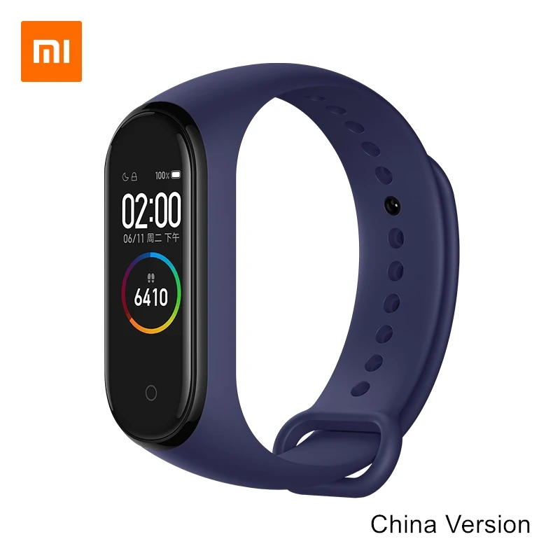 Xiaomi mi, смарт-браслет, 4 браслета, 0,95 дюйма, AMOLED, цветной экран, 5 АТМ, водонепроницаемый, Bluetooth, 5,0, датчик сердечного ритма, mi Band, браслет - Цвет: Blue CN Version