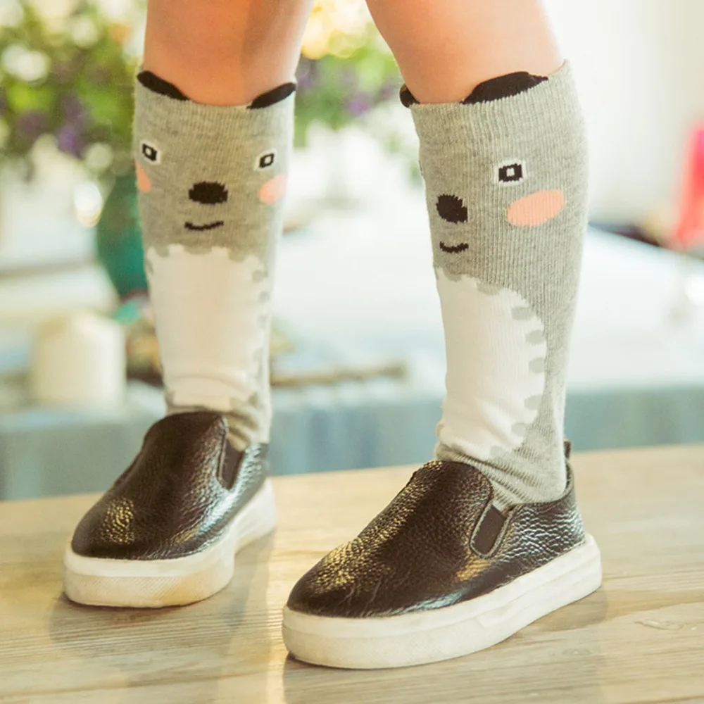 5 pairs/lot Children Off White Socks Boys Girls Knee High Warm Cute