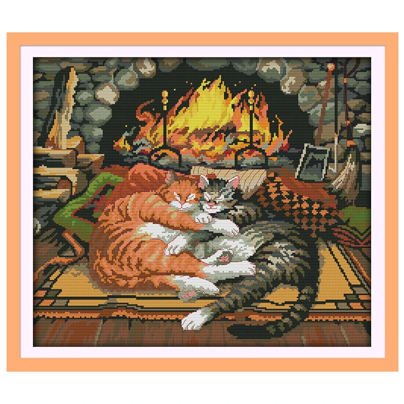 

Sleeping Cat Patterns Counted Cross Stitch 11CT Printed 14CT Cross Stitch Sets Animals Cross Stitch Kits Embroidery Needlework