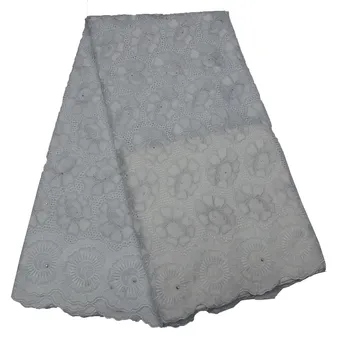 

African Dry Lace Fabrics High Quality Cotton Lace Fabric Swiss Voile With Rhinestones Swiss Voile Lace In Switzerland HJ547-2