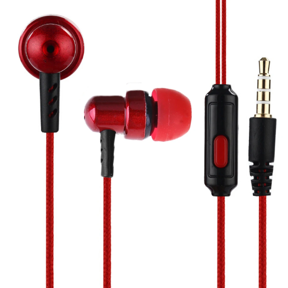 

Headset Braided Wire Sub-woofer In-ear Dynamic Earphones Stereo Sound Music Earbud Headset 3.5mm w/ Mic for iPhone Xiaomi MP4