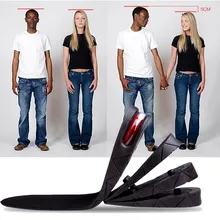 2016 New 1 Pair 7 CM 3-Layer Insole Air Cushion Heel Insert Increase Height Lift Soft PVC Shoe Pads For Men and Women Black ST1#