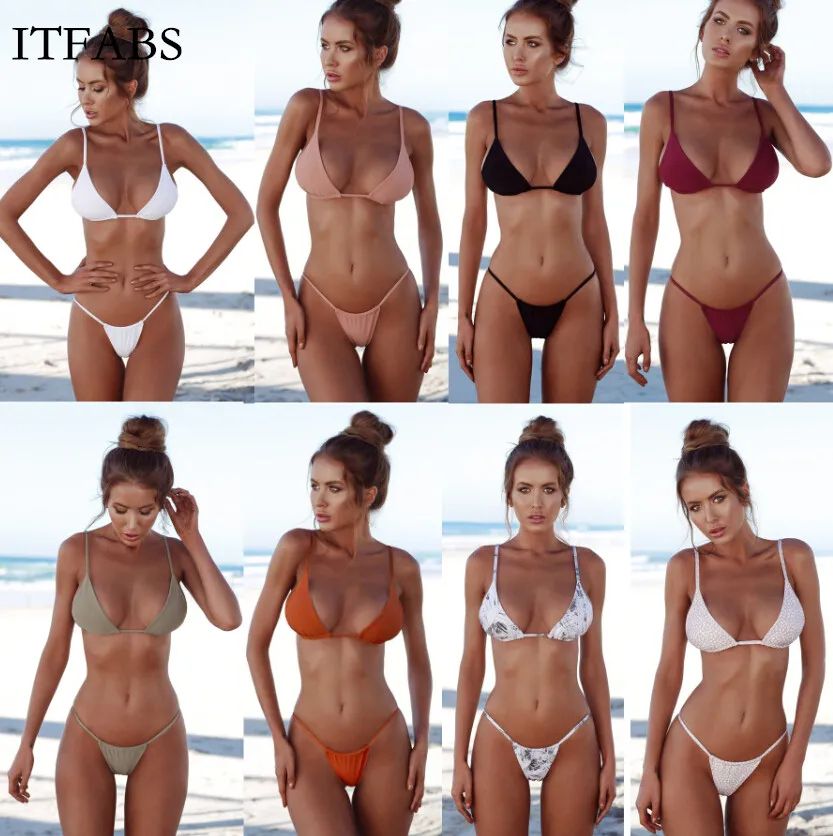 

ITFABS Thong Bikini 2019 Women Bequini Swimwear Summer Bathing Suit Push Up Padded Swimsuit Sexy Monokini Support Resell