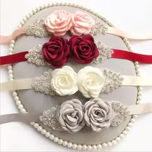 Новые винтажные шелковые ленты длинные тонкие ремни розовые цветы блестящие стразы Женский Пояс Ремни Модные свадебные вечерние аксессуары