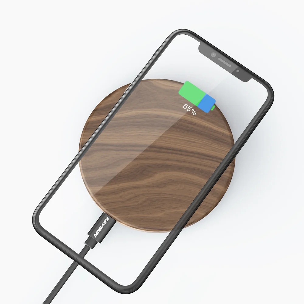 KEYSION деревянный 10 Вт Qi Быстрое беспроводное зарядное устройство для iPhone 11 XS Max XR 8 Plus беспроводной зарядный коврик для samsung S10 S9 Xiaomi Mi 9 - Тип штекера: Универсальный