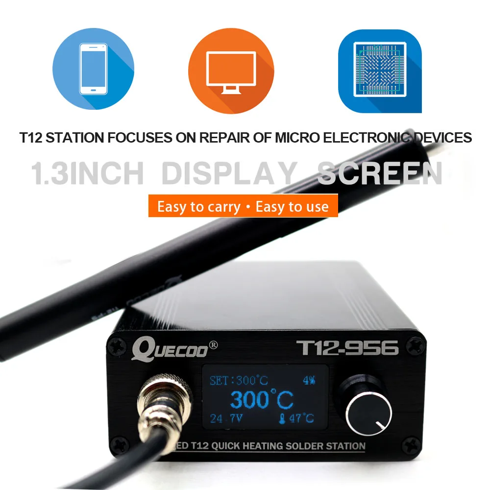 T12-956 OLED-STC 1,3 дюймов цифровой дисплей паяльная станция большой экран с T12-P9 пластиковой ручкой и K паяльник