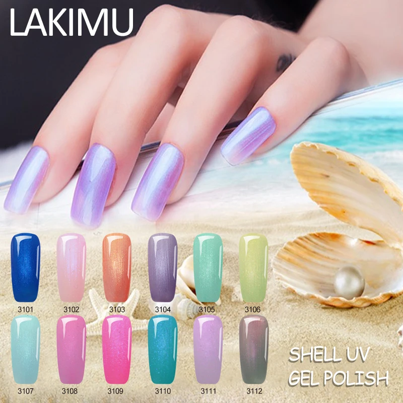 

Lakimu Shell UV Gel Nail Polish 7ml Lacquer Manicure Shiny Pearl Varnish Need Base Top Coat Nail Art Soak Off Enamel Gel Paint
