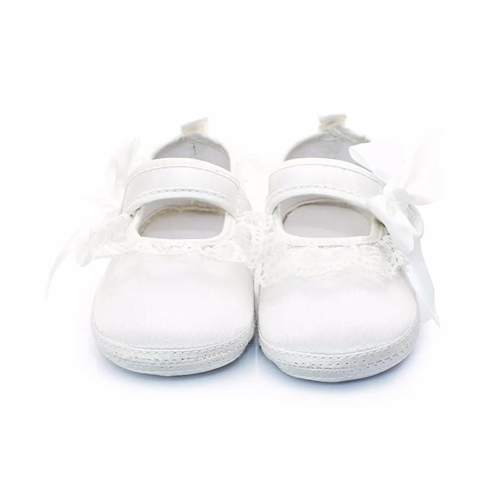 Детская обувь с мягкой подошвой; обувь для крещения и крещения; обувь с белым цветком; нескользящая обувь для новорожденных; Первые ходунки