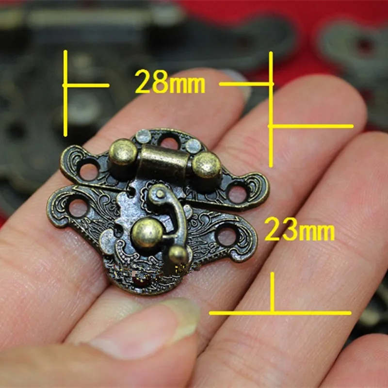 Специальная маленькая коробка упаковочная Пряжка античный деревянный замок подарочной коробки сплав Пряжка крюк замки, 23*28 мм