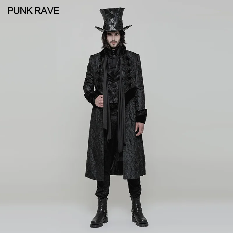 

PUNK RAVE Men's Victoria Gorgeous Gothic Retro Palace Jacket Coat Fashion Men's Stage Performance Costume Trench Jacket