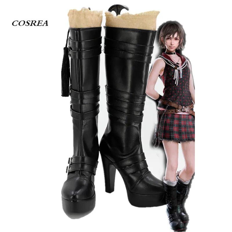 COSREA Горячая игра финальная фантазия XV Косплей Iris Amicitia сапоги черные длинные