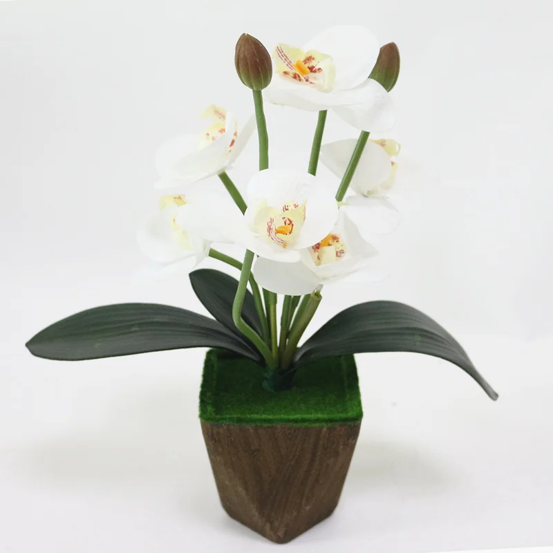 JAROWN искусственные орхидеи горшечные растения имитация ландшафта Настоящее прикосновение латекс бабочка Орхидея Свадебные украшения цветы - Цвет: White