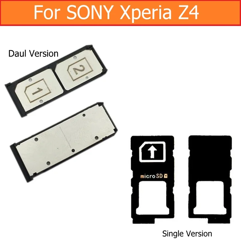 Подлинный одиночный и Дауль лоток со слотом для сим-карты для sony Xperia Z4 Z3+ плюс E6553 E6533 лоток для sim-карты держатель для sony z4 sim держатель для карт